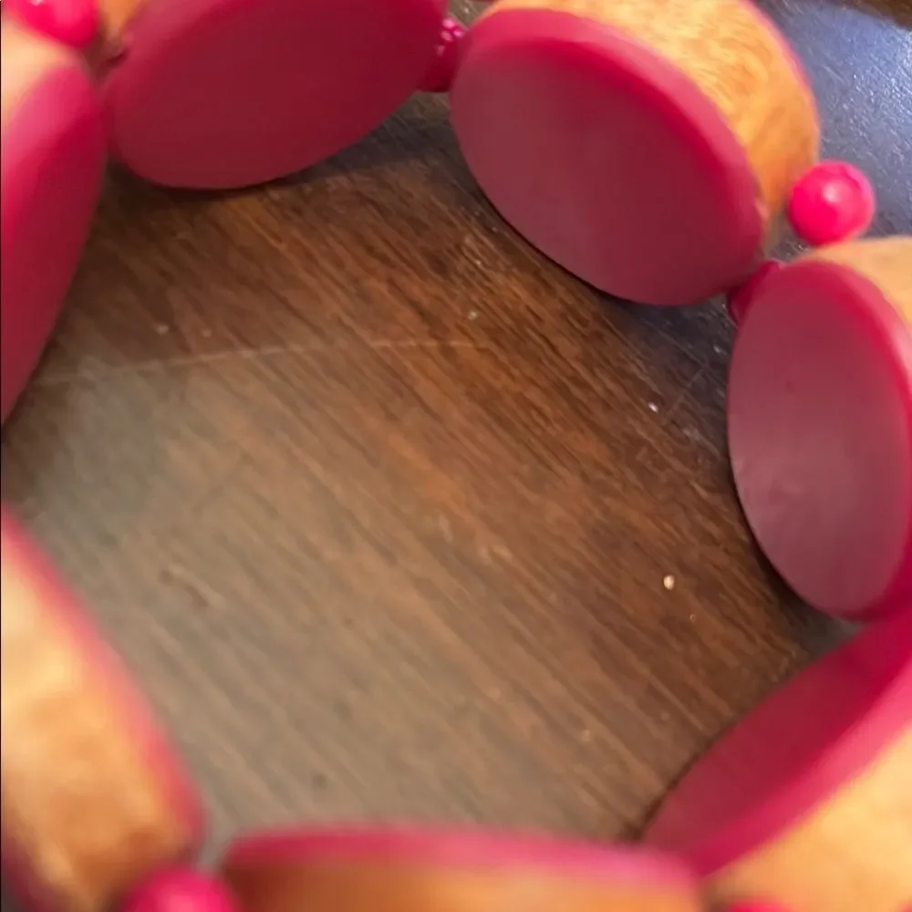 Chic Wooden and Pink Beaded Bracelet